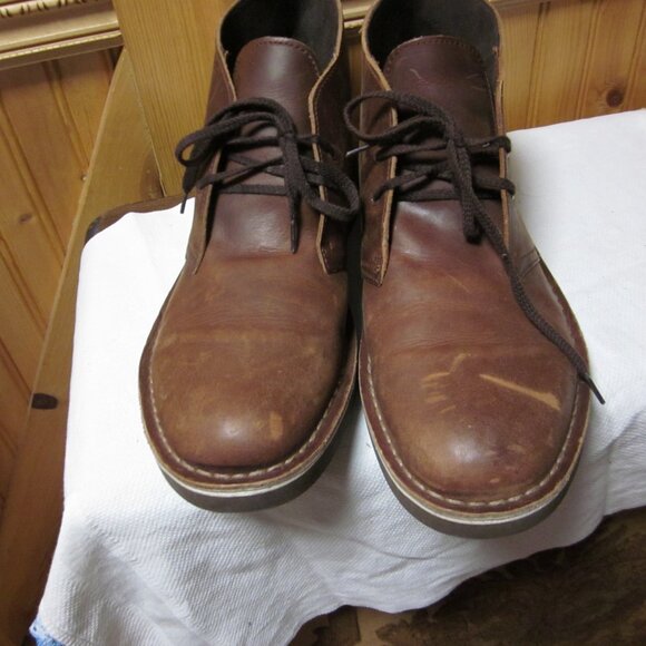 Mens clarks original Chukka tie front brown distressed leather 10 m gentle used main image 4